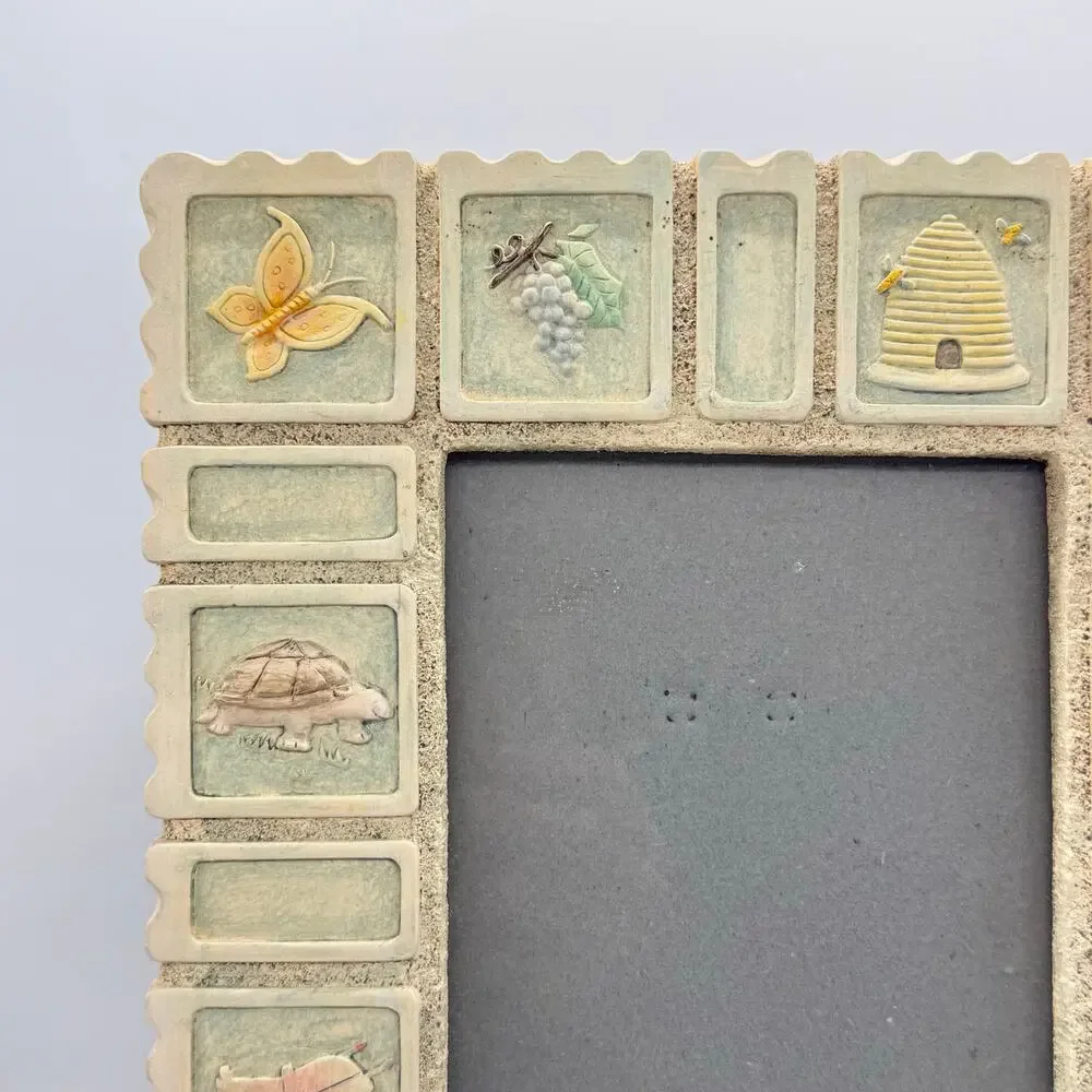 VTG‎ Amor Malden Intl Hand Painted Garden Ceramic 6x4 Picture Frame Cottagecore